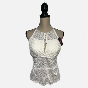 Just One Ivory Lace Peekaboo V Neck Camisole Womens size Large